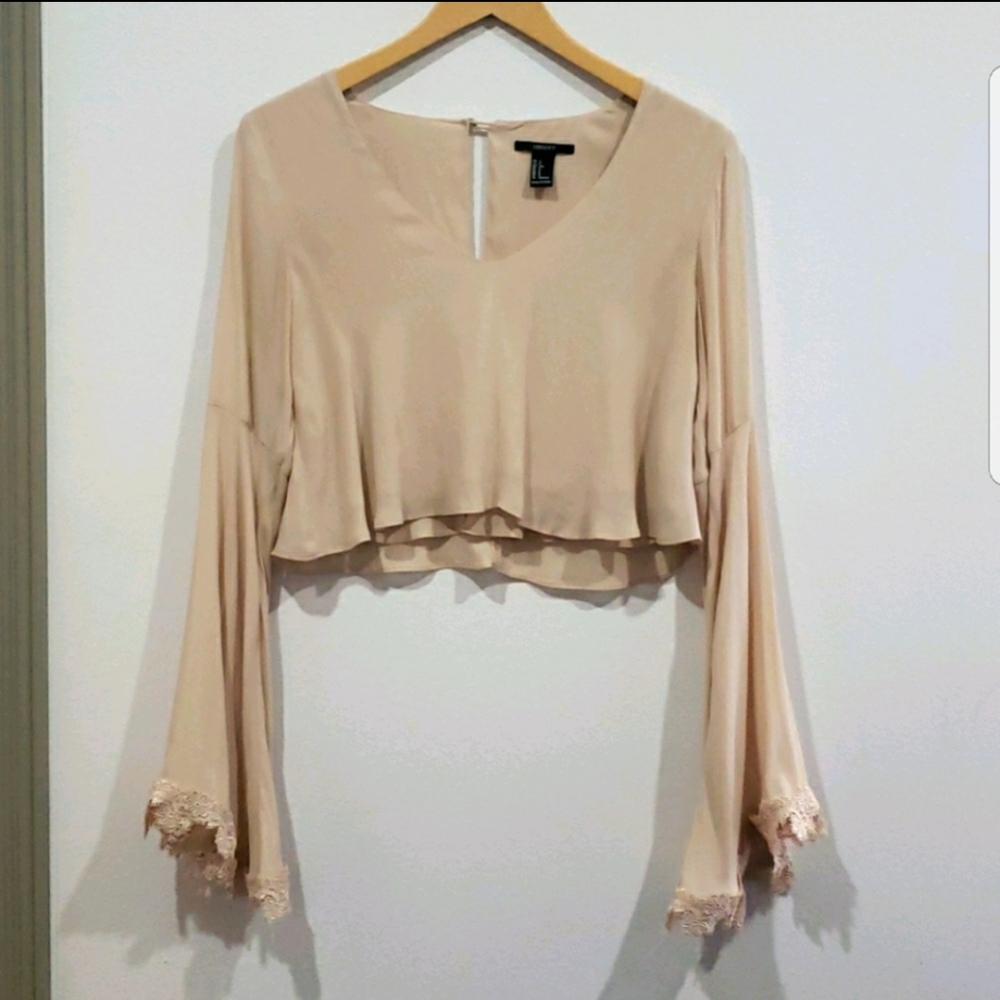 Nude breezy crop top